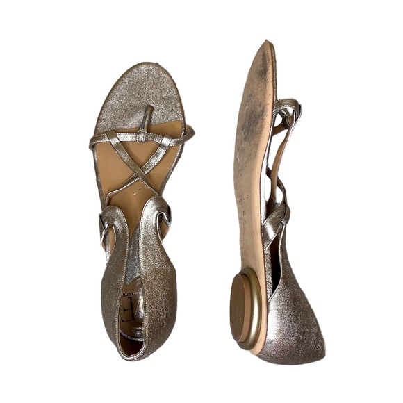 DVF Diane Von Furstenberg Metallic Shiny Strappy Sandals Size 9.5 - Picture 1 of 8